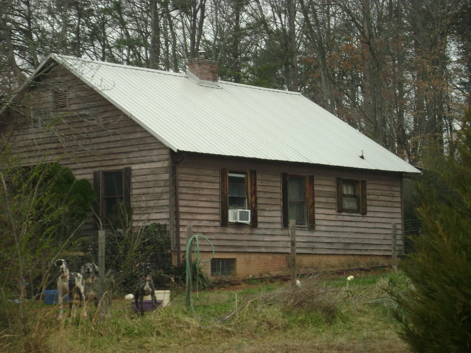 White metal roof on an old wood sided farmhouse, from a Asphalt Shingle Roof Repair job in Pomona Park